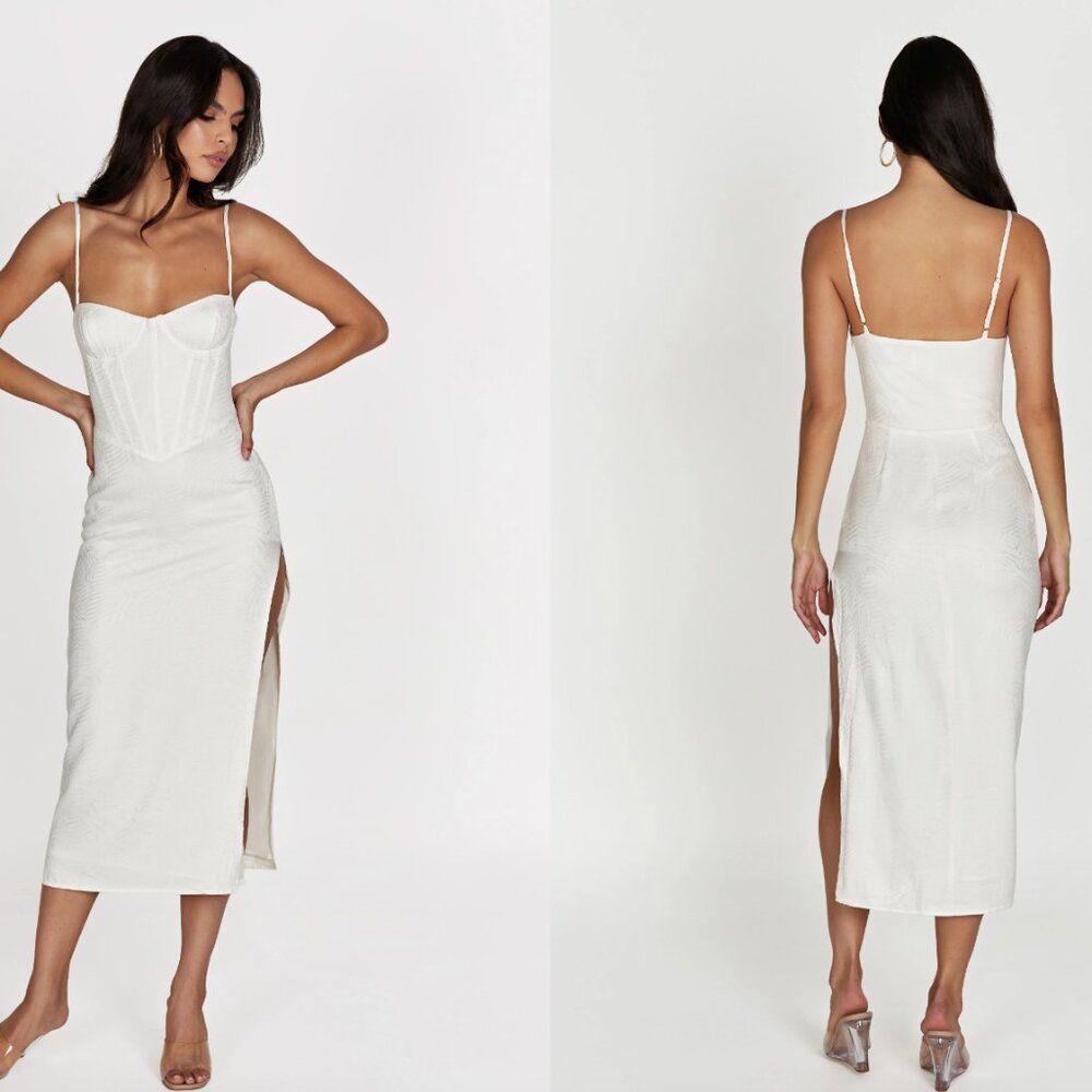 Meshki Maggie Corset Midi Dress - Bone